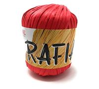 Mondial lane art. RAFIA gomitolo da 50gr 100 mt Uncinetto 4-4,5 in Viscosa naturale (984 rosso corallo)