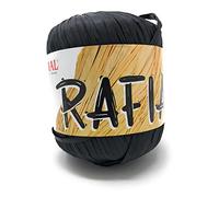 Mondial lane art. RAFIA gomitolo da 50gr 100 mt Uncinetto 4-4,5 in Viscosa naturale (995 nero)