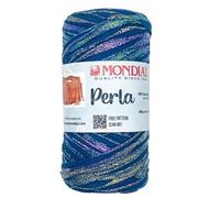 Mondial PERLA | FETTUCCIA IRIDESCENTE | Gomitolo di colore BLU Cod.371 | ideale per realizzazione borse, accessori, sottopiatti, cestini, bijoux | 200 grammi 80 metri
