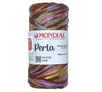 Mondial PERLA | FETTUCCIA IRIDESCENTE | Gomitolo di colore CACAO Cod.363 | ideale per realizzazione borse, accessori, sottopiatti, cestini, bijoux | 200 grammi 80 metri