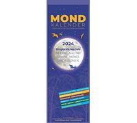 Mondkalender 2024 - Streifen-Kalender 14,85x42 cm - Wandplaner - mit 100-jährigem Kalender - viele praktische Tipps - Mond-Kalender - Alpha Edition: by Dr. phil. Michaela Mundt