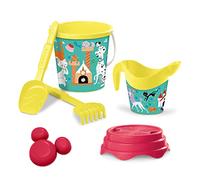 MONDO 28716 Disney Cats & Dogs Bucket, Set Mare Renew Toys con Secchiello, Paletta, Rastrello, Setaccio, Formina, Annaffiatoio Inclusi, Multicolore, 17 cm