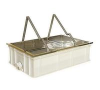 Mondo Ape Banco per Disopercolare da Tavolo - con Leggio in Acciaio Inox, Filtro per Opercoli e Rubinetto in Plastica Alimentare - 60x40x28 cm - Attrezzatura Apicoltura Made in Italy