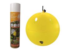 Mondo Ape Sfera Trap + Colla Spray TEMO-O-CID - Kit Cromotropico per Vespe, Mosche e Insetti Nocivi | 600 ml | Trappola Ecologica e Riutilizzabile - Apicoltura