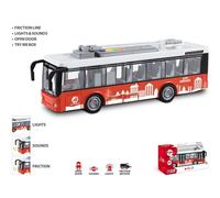 MONDO Motors - Friction BUS - Bus City Service con retrocarica frizione pull back per bambini, rosso - 51238