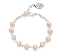 Mondo Cattolico - Rosario Bracciale Benedetto Durante l'Angelus del Papa, Bracciale Donna e Uomo con la Vergine Miracolosa in Perle di Acqua Dolce - Ideale come regalo religioso