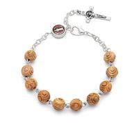 Mondo Cattolico - Rosario Bracciale Benedetto Durante l'Angelus del Papa, Bracciale Donna e Uomo con Perline in Legno d'Ulivo e Crocifisso in Smalto - Ideale come regalo religioso