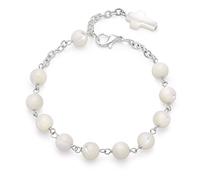 Mondo Cattolico - Rosario Bracciale Religioso con Perle in Legno di Ulivo, Vetro Veneziano o Madreperla - Spirito Santo e Vergine Miracolosa (Madreperla - Croce)