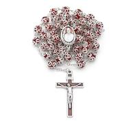 Mondo Cattolico - Rosario cattolico Benedetto durante l'Angelus del Papa, Collana Rosario con perle in vetro rosso in filigrana di Papa Francesco - Ideale come regalo religioso