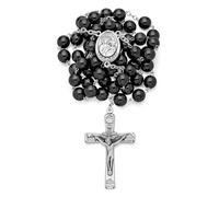 MONDO CATTOLICO - Rosario cattolico con Madonna della Buona Salute in perle di ematite - Ideale come Regalo Religioso