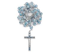 Mondo Cattolico - Rosario cattolico con perle in vetro blu in filigrana di Papa Francesco. Ideale come regalo religioso