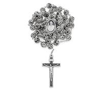Mondo Cattolico - Rosario cattolico con perle in vetro blu in filigrana di Papa Francesco. Ideale come regalo religioso (Nero)