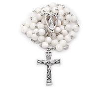 Mondo Cattolico - Rosario cattolico Tradizionale in Madreperla dedicato al sacro Cuore di Gesù - Ideale come Regalo Cattolico