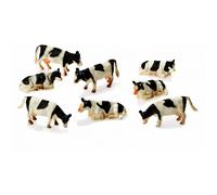 Mondo Dei Bambini 1/87 Set Di 8 Mucche Nere E Bianche Sdraiati E In Piedi 571878