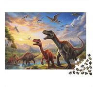 Mondo dei Dinosauri Puzzle per Adulti Puzzle 1000 Pezzi Paesaggio Preistorico Gioco di Puzzle 1000 Pezzi Relax Casa Regalo 38x26cm/1000pcs