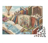 Mondo dei Libri Fantastico Puzzle 1000 Pezzi,Gioco Educativo,Cartone Di Qualità,dai 14 Anni,Adulti E Ragazzi,Sfida Impossibile,Decorazione Casa,Idea Regalo,Antistress 70x50cm