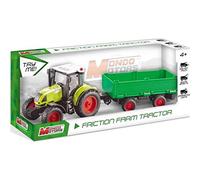MONDO MONDO-51180 mezzi da Lavoro Motors-Friction Farm Tractor Trailer retrocarica Frizione Pull Back per Bambini-Dimensione 40 Cm-Trattore con rimorchio-51180, Multicolore, 51180