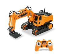 Mondo Motors - Excavator in scala 1:26 - Ruspa Escavatore RC Mezzo da lavoro - gioco bambino con cabina rotabile 360 gradi - controller 2.4 GHz - colore giallo - 63515