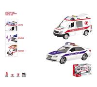 Mondo Motors - Friction Security - Macchinine con retrocarica frizione pull back per bambini - Auto della polizia o Ambulanza, Dimensione 20 Cm, modelli assortiti, 1 pezzo