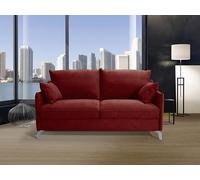 Mondo Sofa Group Divano Letto SILVIO 3 Posti Struttura in Metallo e Legno Imbottitura in Gomma di Poliuretano Rivestimento in Tessuto Rete ad Apertura Rapida Materasso 140x190cm H14cm Colore: Bordeaux