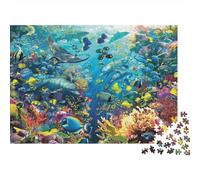 Mondo sottomarino con vita marina, adatto per l'intrattenimento in famiglia, carino e divertente, alta difficoltà, 1000 pezzi (75x50 cm)