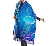 Mondo Sottomarino Delle Jellyfish Magiche Foulard Con Nappe Moda Sciarpa Leggero Da Donna Elegante Invernale Sciarpe Scialle Classiche Sciarpa Con Nappe