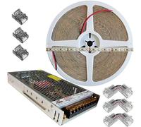 Mondo Strisce Led: Bobina da 20 metri Bianco Caldo 3000k + trasformatore Piatto 2400Led 240Watt 20,000Lumen 24V Striscia Led Strip ip20