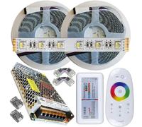 Mondo Strisce Led: RGB+Bianco Caldo 4in1 24V. Kit da 10 Metri con 1 Trasformatore da 120W e 1 Controller 2,4Ghz. Con 600 Led RGB+WW sviluppa 5000+5000 Lumen. Striscia RGBW Ip20