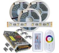 Mondo Strisce Led: RGB+Bianco Freddo 4in1 24V. Kit da 15 Metri con 1 Trasformatore da 180W e 1 Controller 2,4Ghz. Con 900 Led RGB+W sviluppa 7500+7500 Lumen. Striscia RGBW Ip20