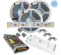 Mondo Strisce Led: RGB+Bianco Freddo 4in1 24V. Kit da 15 Metri con 1 Trasformatore da 180W e 1 WL5 4in1. Con 900 Led RGB+W sviluppa 7500+7500 Lumen. Striscia RGBW Ip20