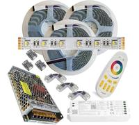 Mondo Strisce Led: RGB+Bianco Freddo 4in1 24V. Kit da 15 Metri con 1 Trasformatore da 180W e 1 WL5 4in1 +1 Telec.. Con 900 Led RGB+W sviluppa 7500+7500 Lumen. Striscia RGBW Ip20