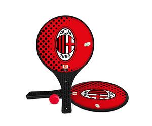Mondo Toys- 2 Racchette in plastica -Pallina di Gomma-Gioco da Spiaggia per Bambini e Adulti-Prodotto Ufficiale A.C. Milan Unisex- 15023