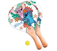Mondo Toys - Disney Stitch - set 2 Racchette in legno con pallina di gomma - Gioco da Spiaggia per Bambini e Adulti -15981