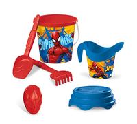 Mondo Toys Marvel Spiderman Bucket Set, Set Mare Renew Toys con Secchiello, Paletta, Rastrello, Setaccio, Formina, Annaffiatoio Inclusi, 18427