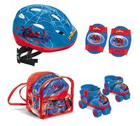 Mondo toys - pattini a rotelle regolabili Spider-Man Marvel per bambini - taglia dal 22 al 29 - set completo di borsa trasparente, gomitiere, ginocchiere e casco - 28629