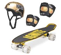 Mondo Toys - Skateboard Ignite Combo Pack Chroma Gold - ruote poliuretano - SKATE + CASCO e protezioni - misura 55 x 15 - colore oro gold - 25568, taglia unica
