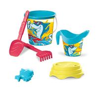 MONDO 28724 Surfing Shark Bucket, Set Mare Renew Toys con Secchiello, Paletta, Rastrello, Setaccio, Formina, Annaffiatoio Inclusi, Multicolore, 17 cm