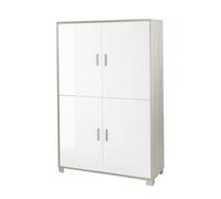 MONDO VIRO Armadio multiuso in legno 4 ante Enigma resistente elegante cm 107x41 162h (Olmo chiaro - Bianco lucido)