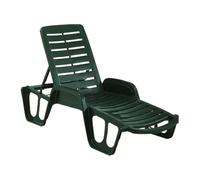 Mondo Viro Lettino prendisole in resina con schienale reclinabile per piscina e giardino (Verde)