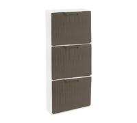 MONDO VIRO Scarpiera modulare componibile in plastica per arredamento moderno (Tortora rattan, 3 Ante)
