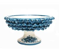 Mondocreazioni Alzata grande mezza pigna in ceramica siciliana di Caltagirone realizzata e decorata a mano dai ceramisti di Caltagirone (Blu)