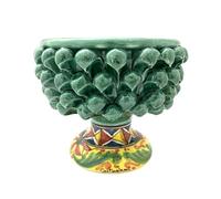 Mondocreazioni Alzata mezza pigna in ceramica siciliana di Caltagirone realizzata e decorata a mano ss (18 X H 14 CM, Verde 2)