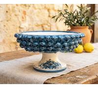 Mondocreazioni Alzata mezza pigna in ceramica siciliana di Caltagirone realizzata e decorata a mano (Blu)