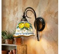 Mondocreazioni Applique a 1 luce in ceramica siciliana realizzato e decorato artigianalmente dai maestri di santo stefano di camastra (LIMONI)