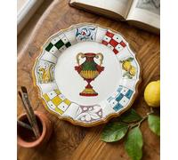 Mondocreazioni Piatto in Ceramica Decorato a Mano Carte Siciliane Multicolore Stile Tradizionale Siciliano (Coppe)