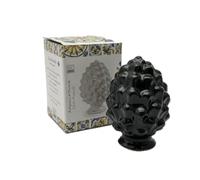 Mondocreazioni Pigna in ceramica siciliana decorata soprammobile gic (8 x h 10 cm art 403, Nero)