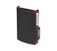 MONDRAGHI Saffiano Plus Black - Mini Portafoglio Unisex Slim con Protezione RFID - Pelle Saffiano Antigraffio - Portamonete Integrato - Nero