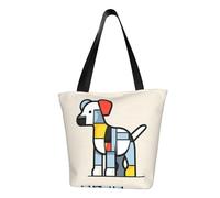 Mondrian - Borsa a tracolla da donna, con motivo astrattismo di piccoli animali, adatta per lo shopping e il fine settimana