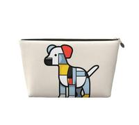 Mondrian - Borsa cosmetica da donna con motivo astrattismo di piccoli animali, borsa in pelle portatile di grande capacità, con cerniera, borsa da viaggio, Oro, Taglia unica