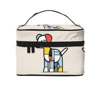 Mondrian - Borsa cosmetica da viaggio da donna, con motivo astrattismo di piccole dimensioni, 22,9 x 16,5 x 15,7 cm, grande capacità, borsa cosmetica per ragazze, nero, Taglia unica